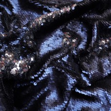 Ткань Пайеточная двухсторонняя (синий-серебро)